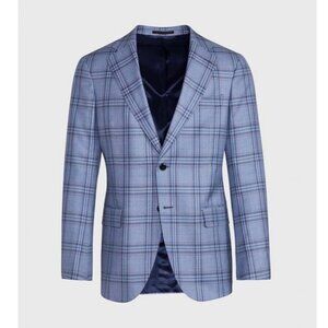Paul Stuart Blue plaid wool sport coat, Size 54R